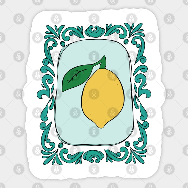 Lemon Framed Sticker by Nataliatcha23